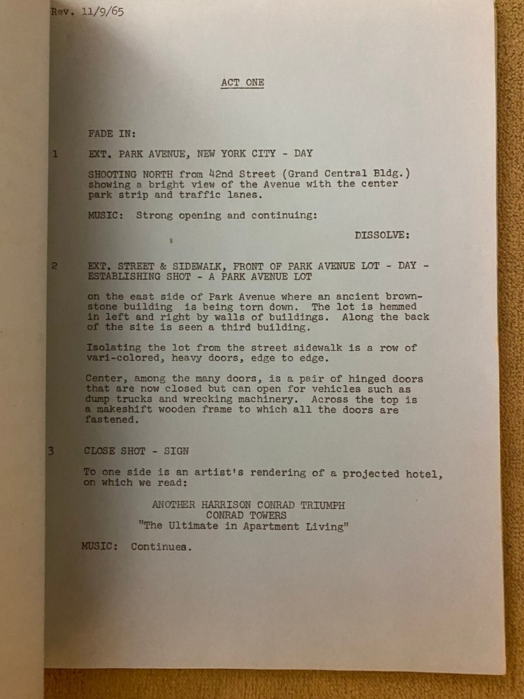 WE'LL TAKE MANHATTAN TV comedy pilot script 1965, ALLAN MELVIN (Brady Bunch)