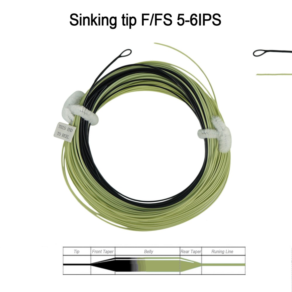 Aventik Sinking Tip Fly Line Full Fast Sinking Line With Welded Loop IPS 5-6