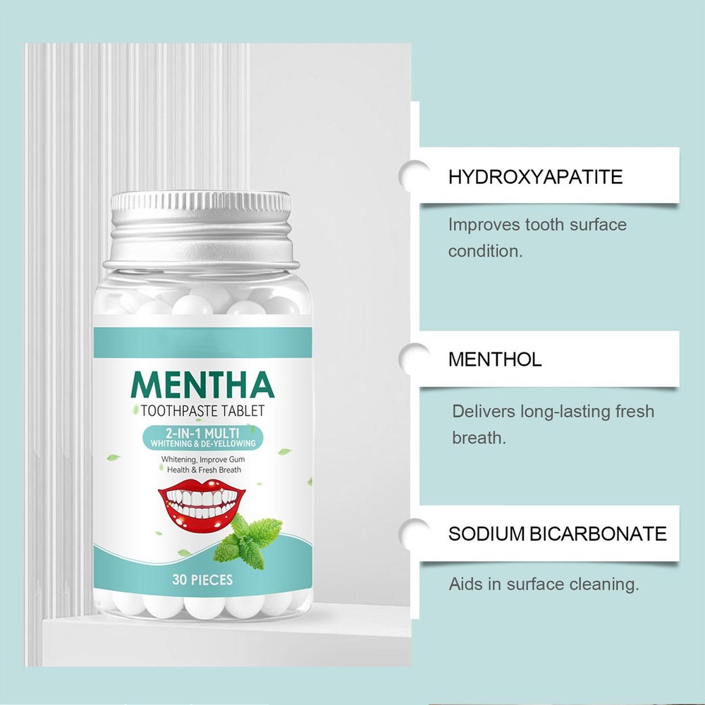 Toothpaste Tabs 30 Pieces Brightening Deep Cleaning Tooth