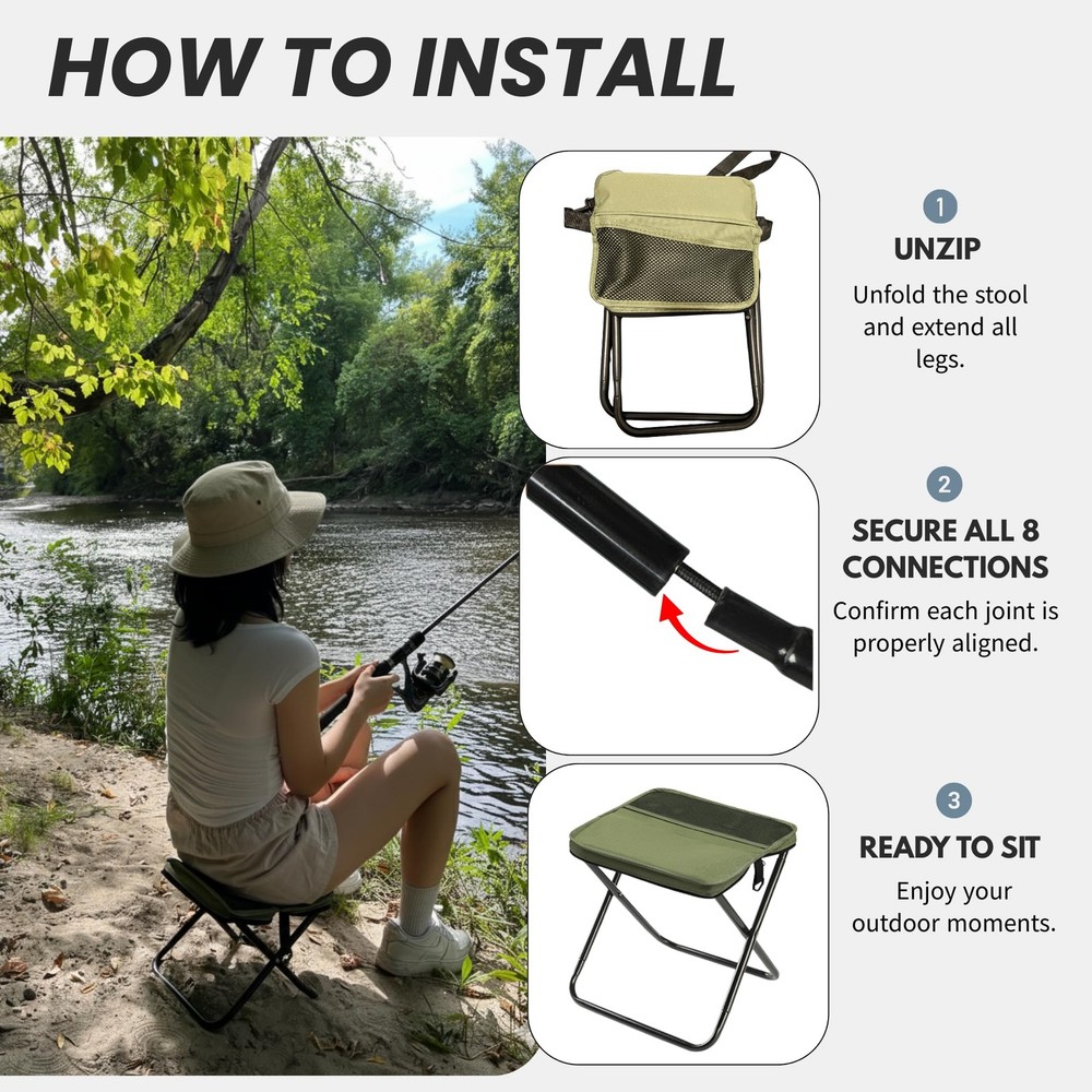 Arimanile Folding Camp Stool, Lightweight Foldable Camping Stool, Compact Min...