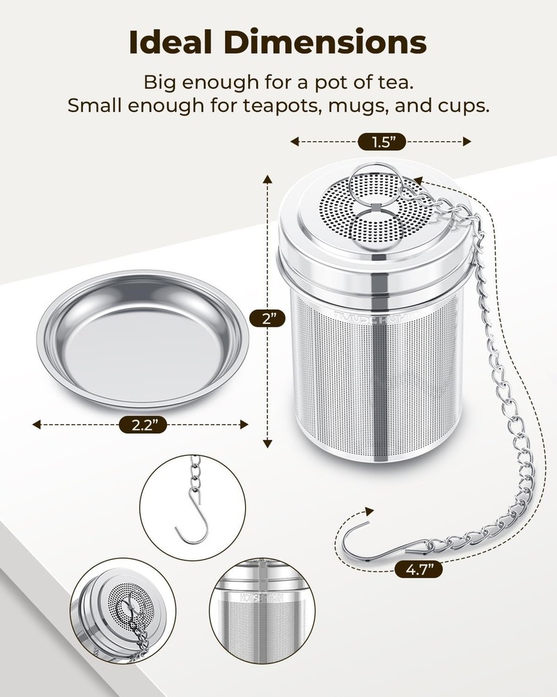 2 Pack Tea Strainers for Loose Tea, Extra