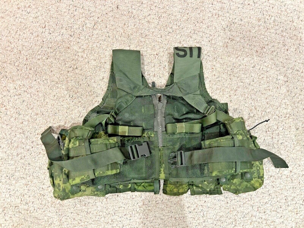 USGI ACU FLC Split Rig Vest, Full Load Out, Modified, Dyed Camouflage Green