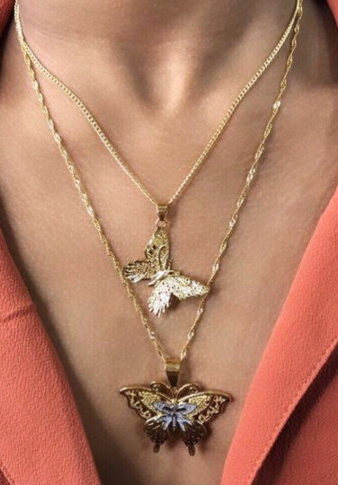 2 piece Butterfly necklace set