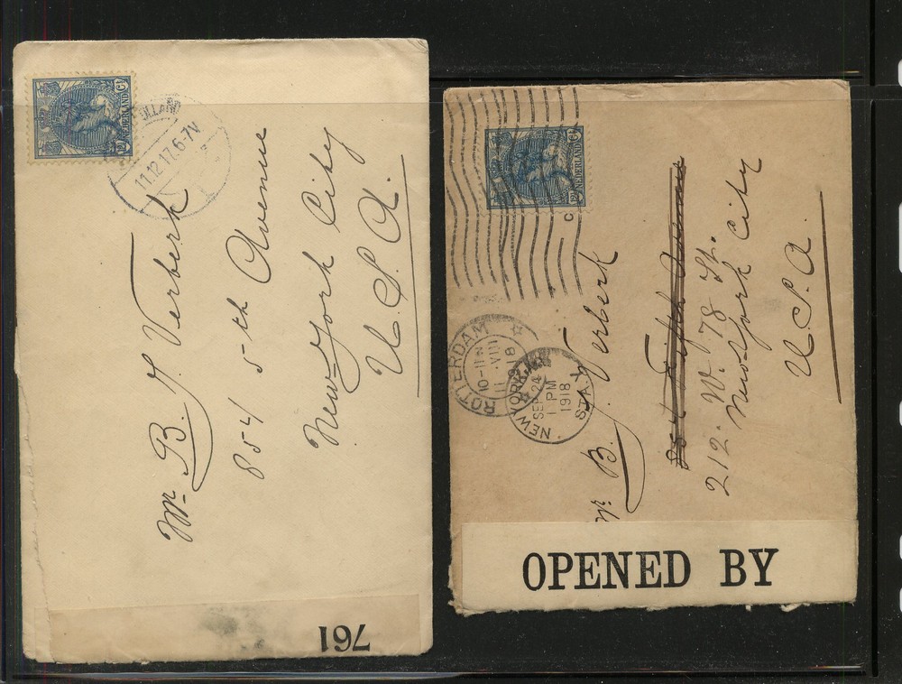 Netherlands   2  censor  covers   WW1        MS0906