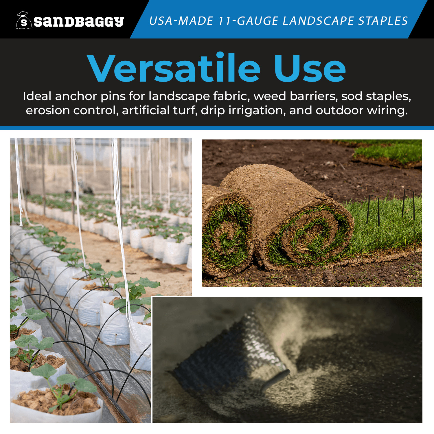 Sandbaggy 6-Inch Landscape Staples – USA Made