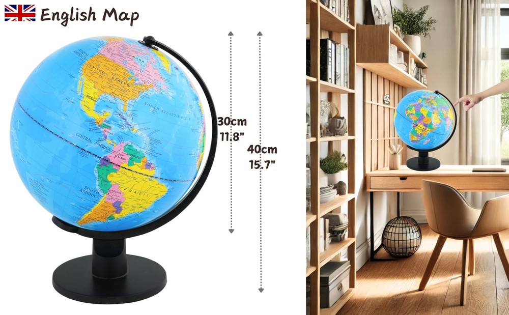 12" World Globe Political Map