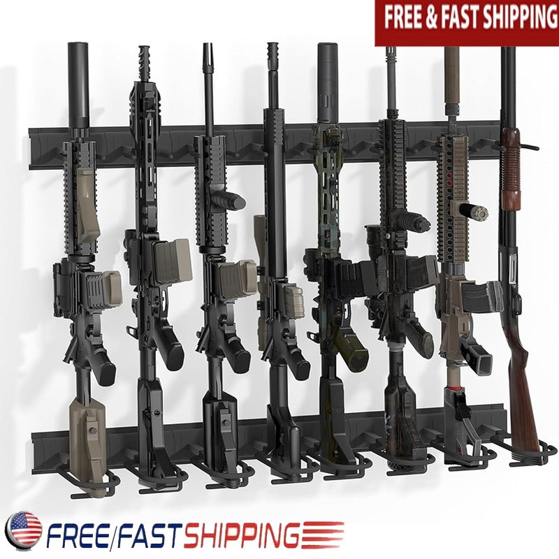Durable Wall Mounted Gun Rack Adjustable Arms Firearm Storage Solution New