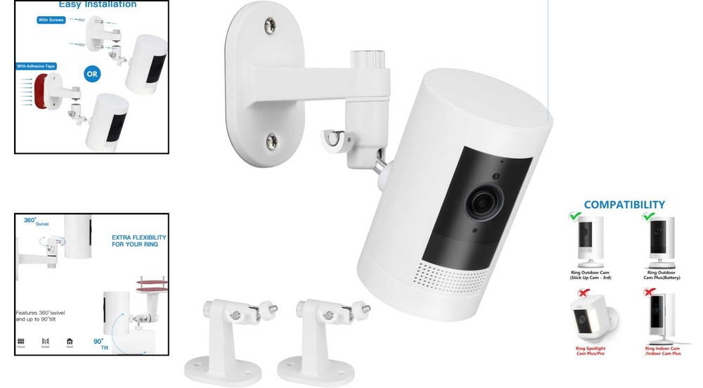 Durable L-Shaped Camera Mount Bracket for Adjustable Ring Surveillance Solutions