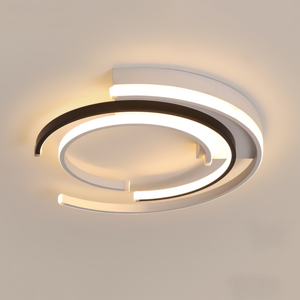 19.7'' Round LED Ceiling Light Flush Mount Ceiling Fixture Simple Black+White