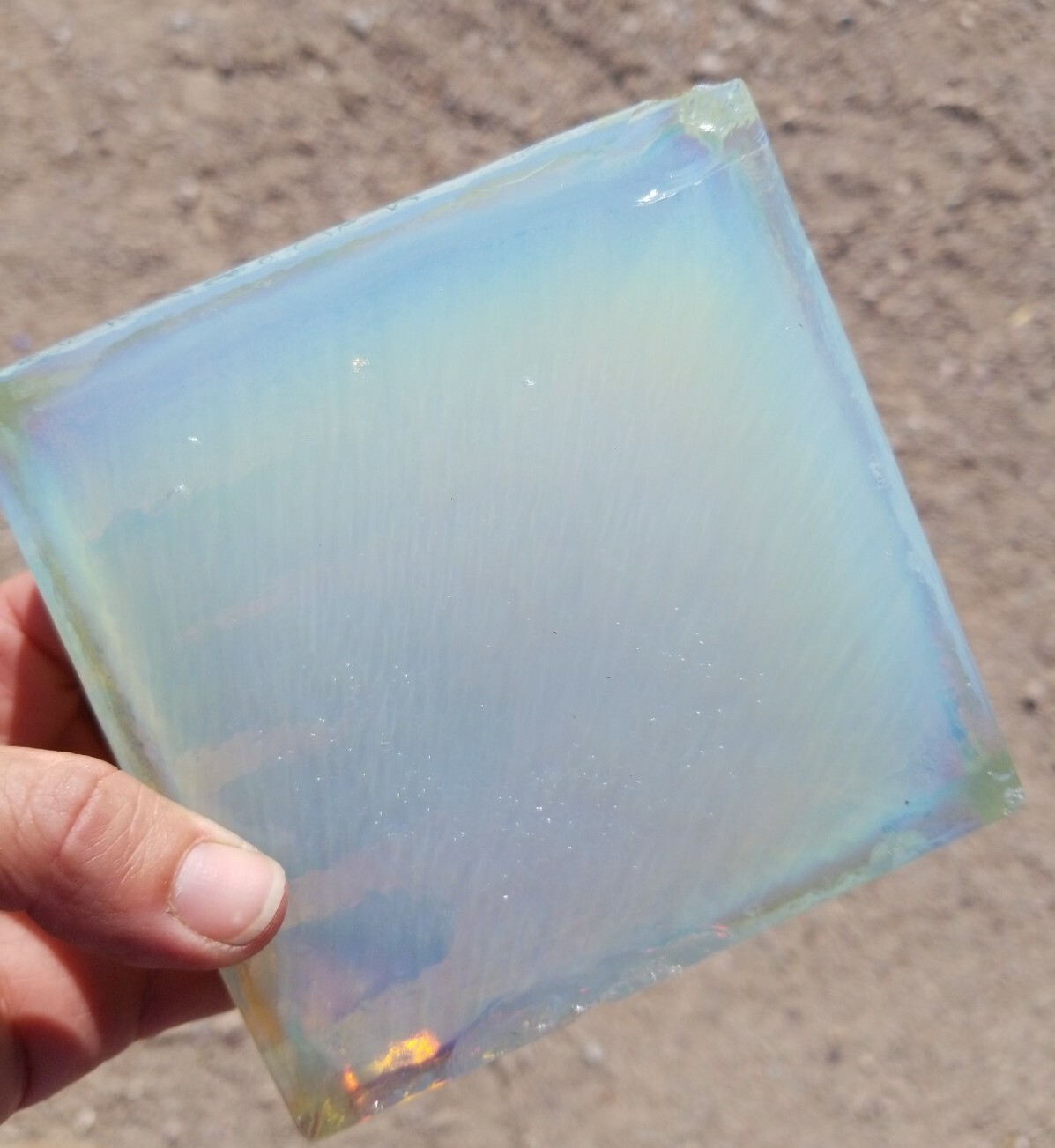 Opal Opalite Glass Tile Chipped Block 4 Slab Flint Knapping Cab 2# Sm.