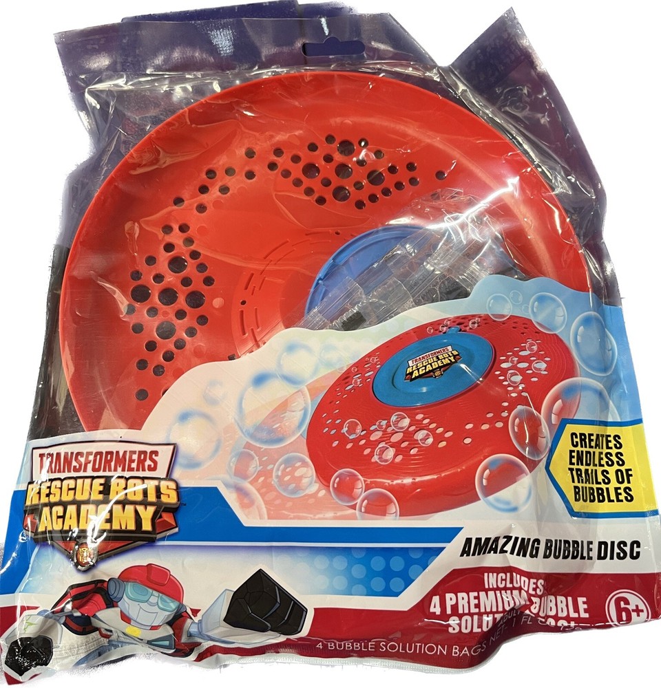 Transformers Rescue Bots Academy Bubble Blowing Frisbee Disk Red/Blue - NEW