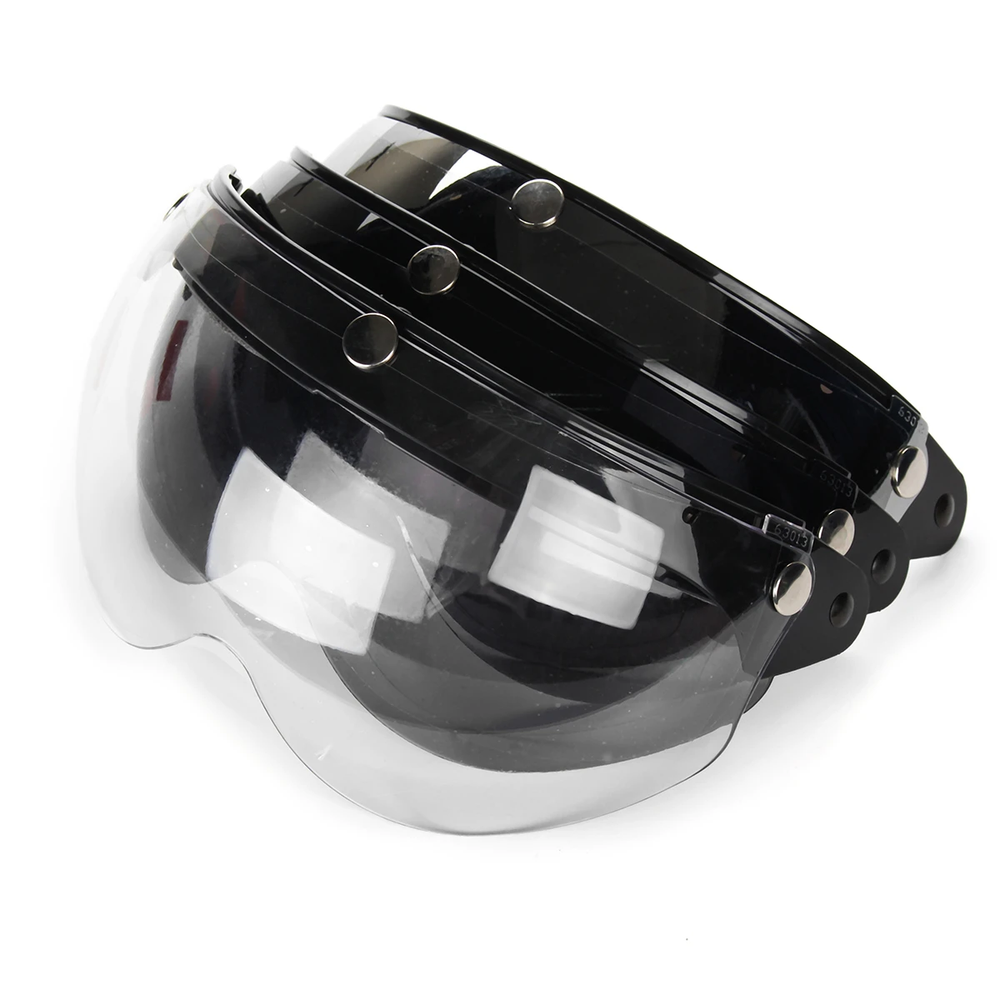 Motorcycle Half Helmet 3-Snap Flip Up Visor Face Wind Shield Goggles