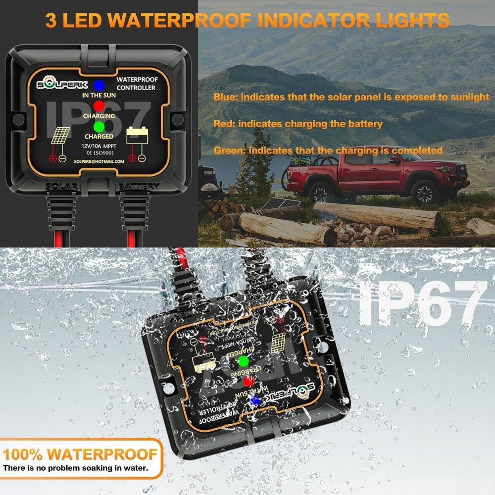 Solar Panel Kit 20W 12V Solar Battery Trickle Charger Maintainer Controller
