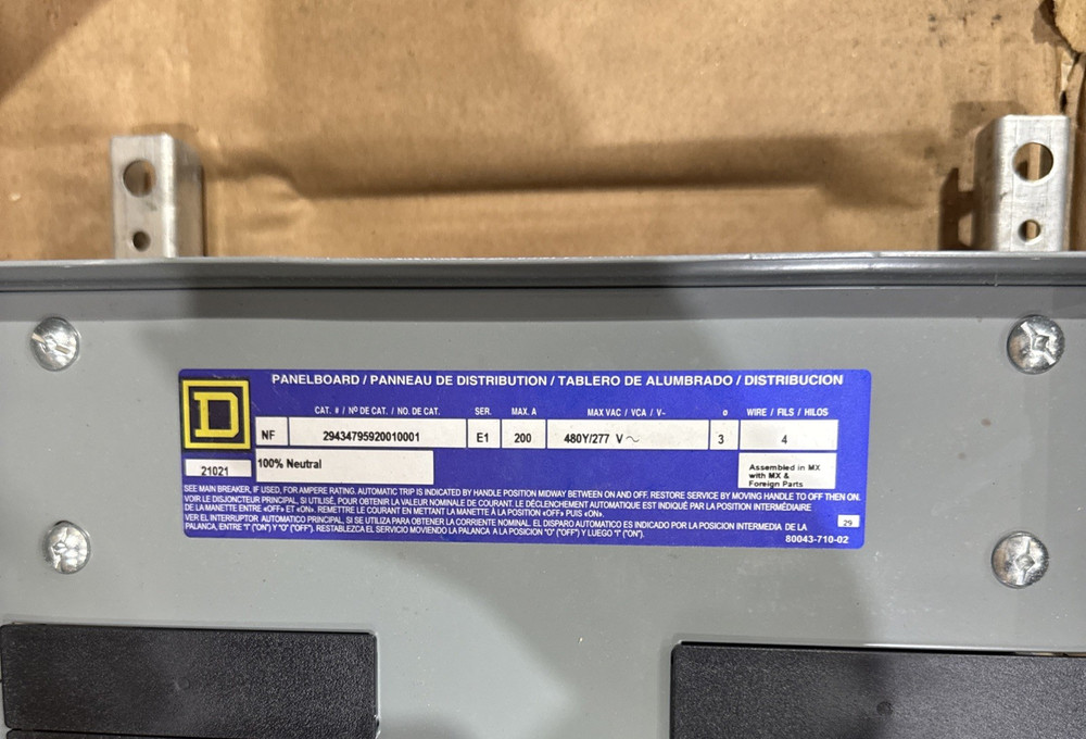 Square D NF Panelboard Gut board 200 Amp 480/277 Volt