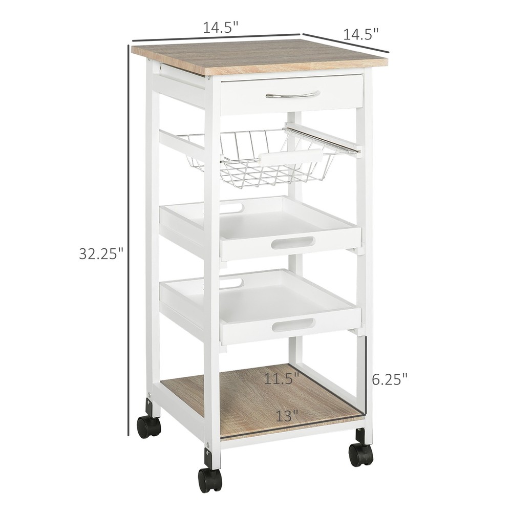 Mobile Kitchen Cart, Rolling Kitchen Island with Storage, Solid Wood Frame