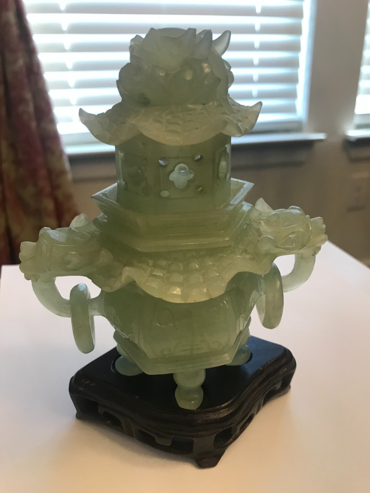 Chinese Jade Censer, 5" across, 5" tall, 5" wide Incense Burner