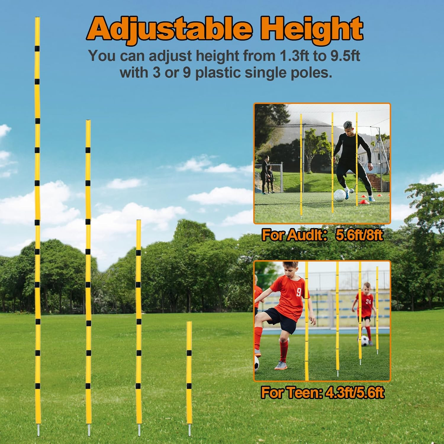 Soccer Agility Poles, Speed Sport Training Equipment for Soccer Basketball Footb