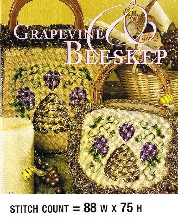 GRAPEVINE AND BEESKEP    CROSS  STITCH  PATTERN  ONLY  PY - EYA
