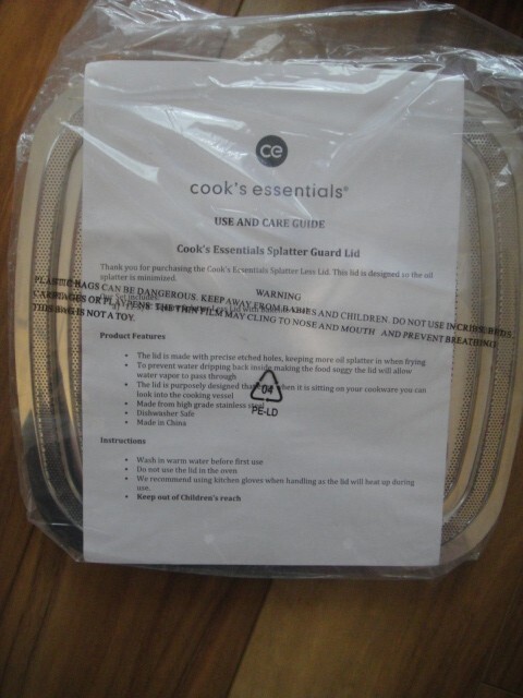 NIB Cook's Essentials Square Splatter-Less Lid
