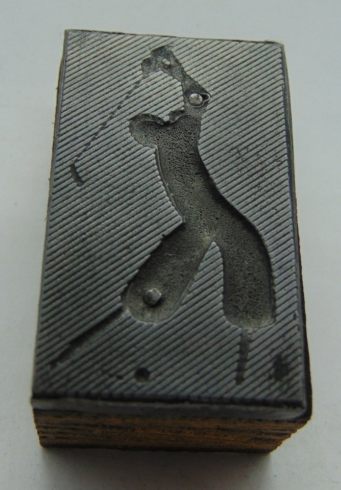 Printing Letterpress Printers Block Man Golfing Back Swing