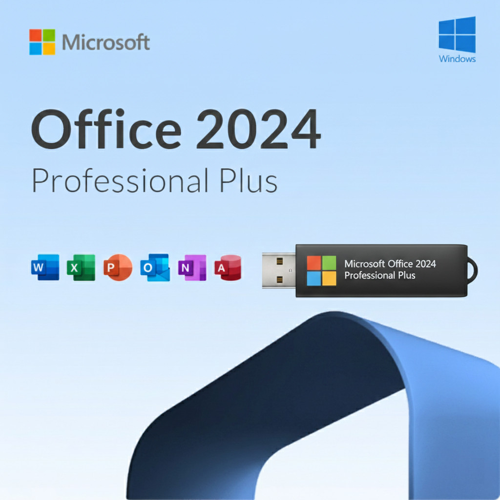Microsoft Office 2024 Pro Plus Windows 10 & 11 USB Drive - Lifetime (2 Users PC)