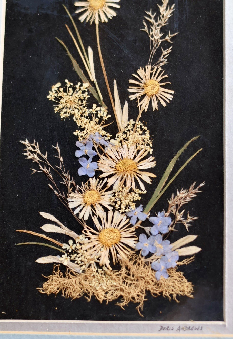 Vintage Pressed Flower Art Lot of 4 Framed Botanical Originals Doris Andrews