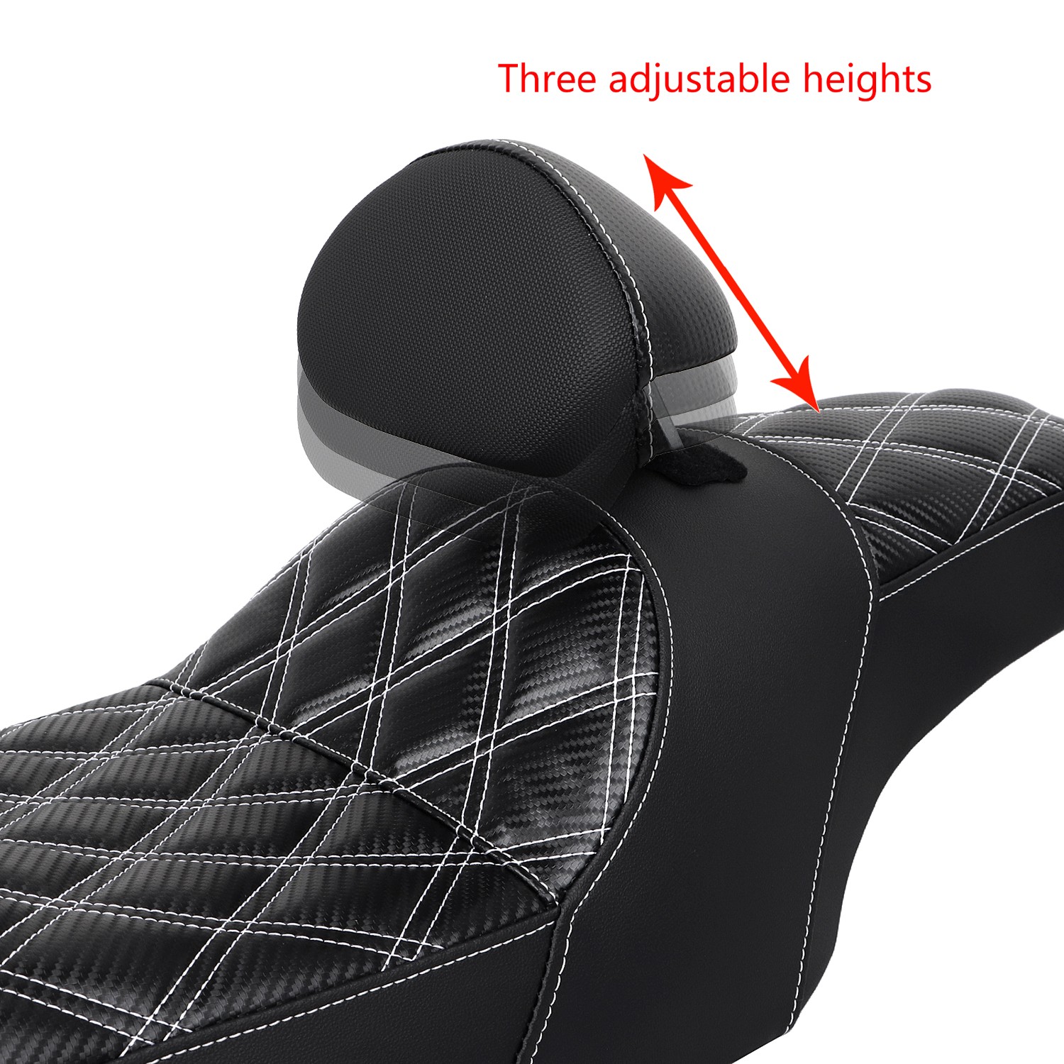 White Diamond Driver Passenger 2-Up Seat w/ Backrest For Harley Road King 97-07