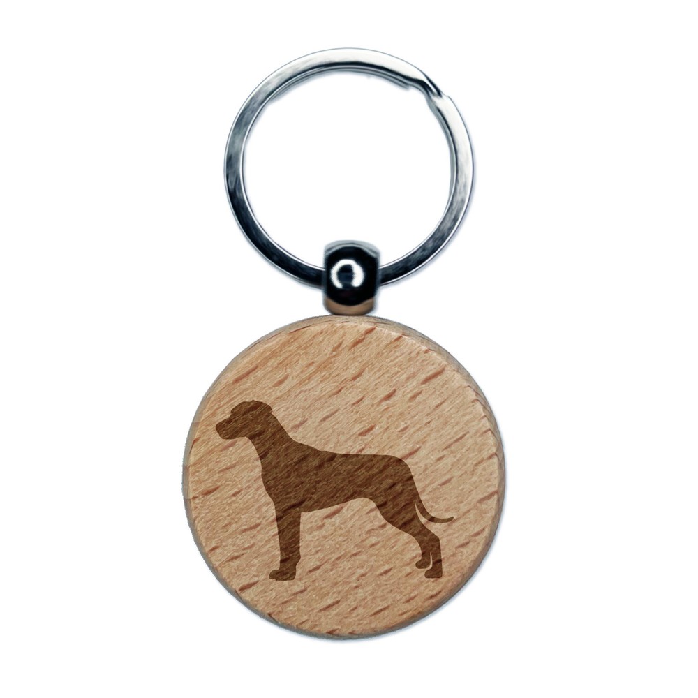 Rhodesian Ridgeback Dog Solid Engraved Wood Round Keychain Tag Charm