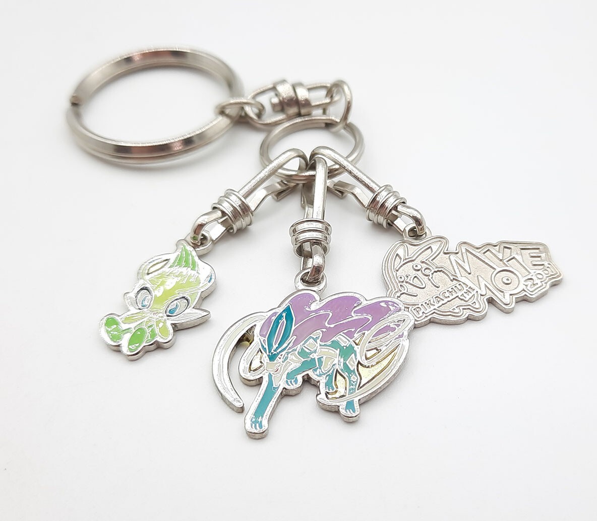 Pokemon 4Ever Celebi Suicune movie metal keychain charm set 1" Japan