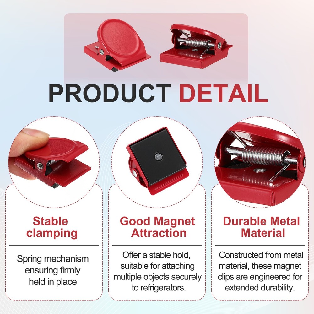 8Pcs Round Fridge Magnets Clips, Red