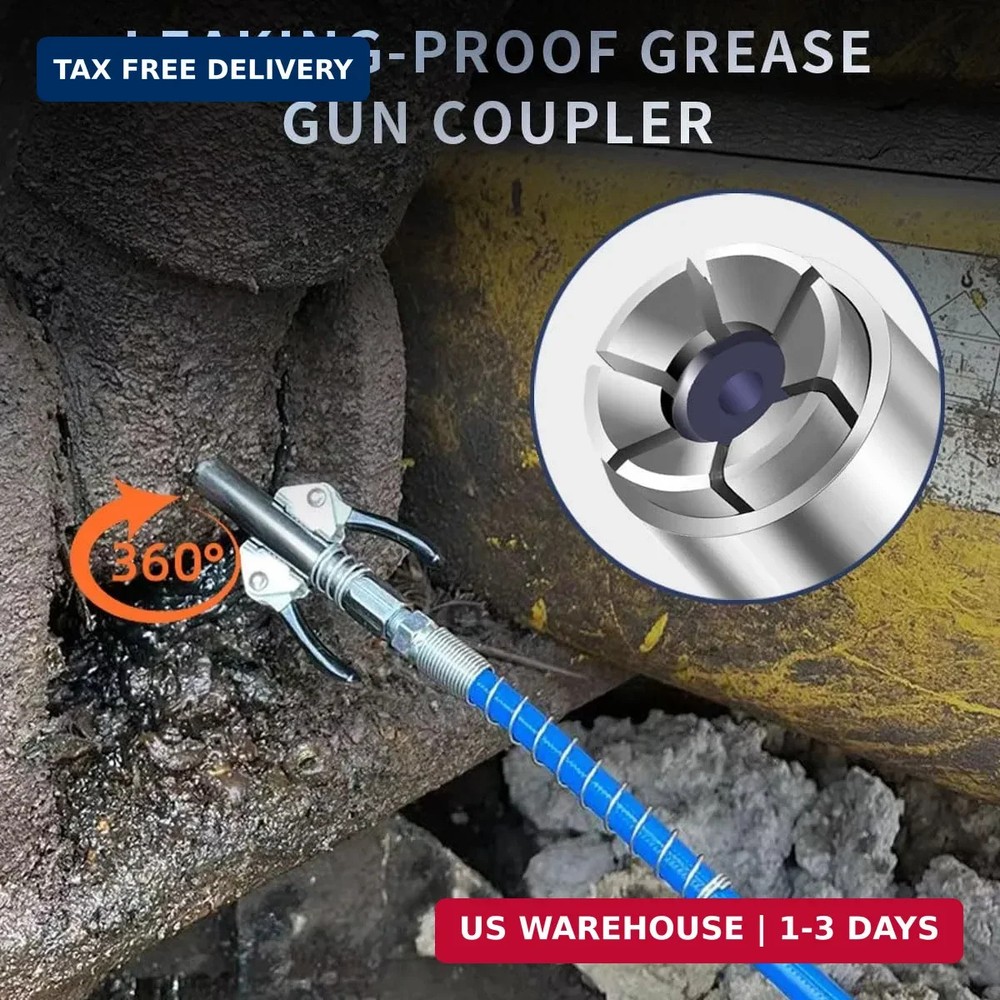 Grease Gun Coupler, Quick Locking Grease Gun Tip, 6 Thickened Jaws Locking, High