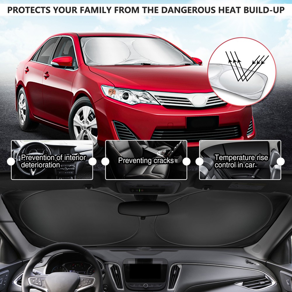 64*33.8"inch Windshield Sun Shade Front Window Screen Visor US Cover Protector