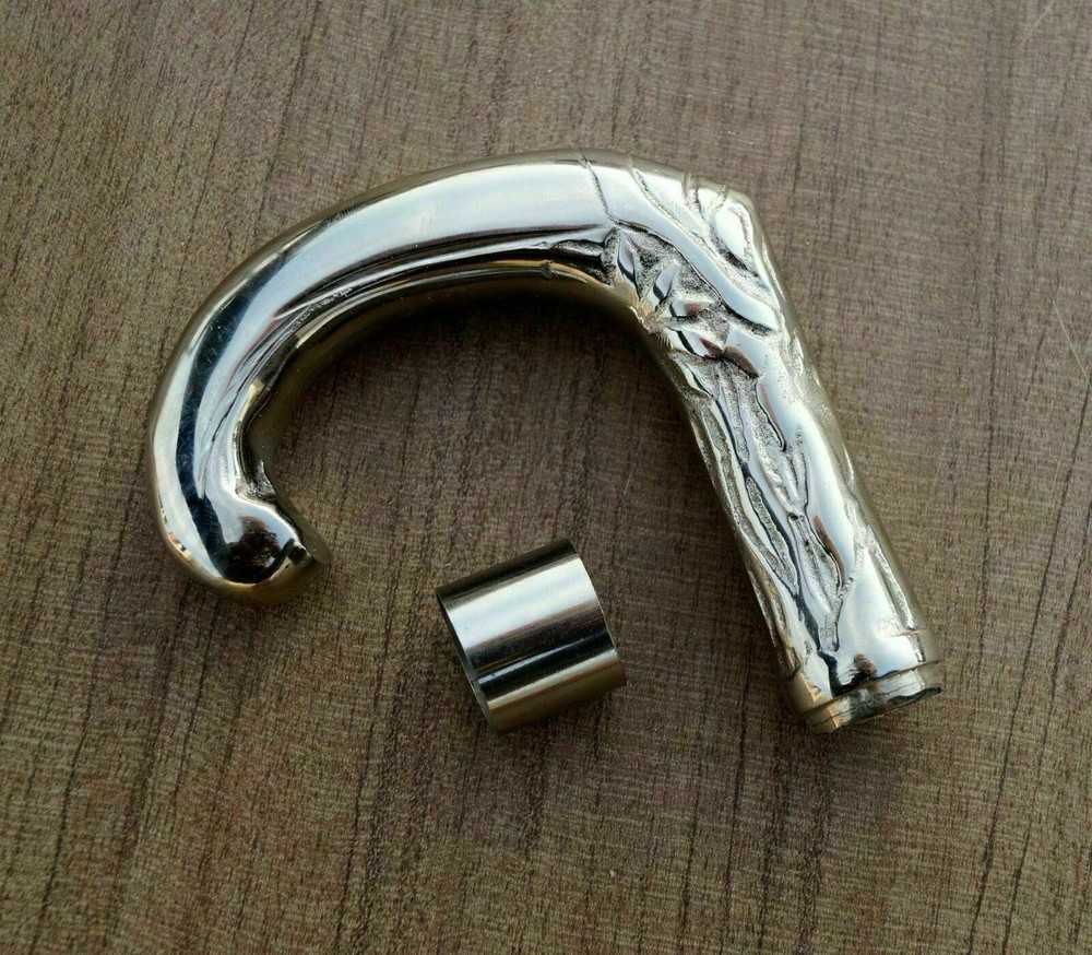 Vintage Solid Brass SILVER Head Cane Handle for Walking Stick handmade design