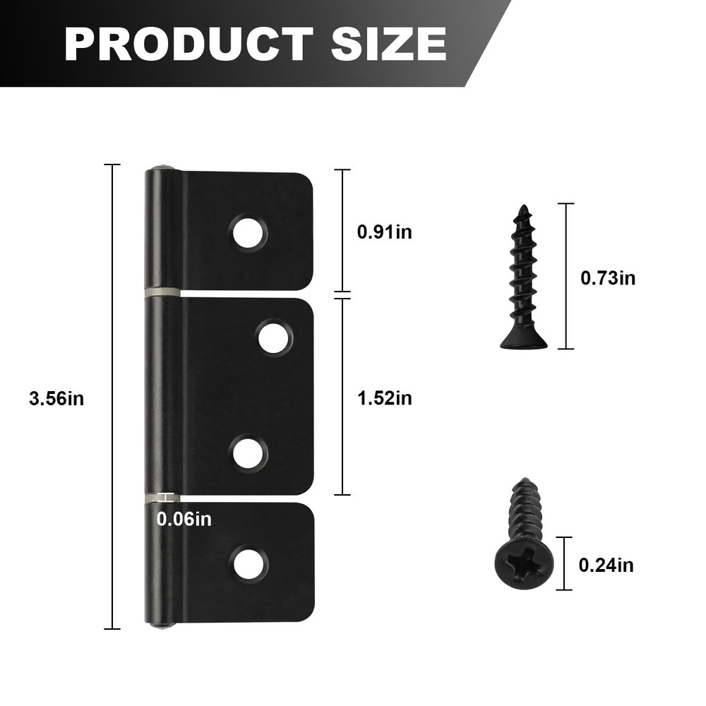 Three Leaf Non-Mortised Hinge for Mobile Home & RV Interior 8 Packa Black