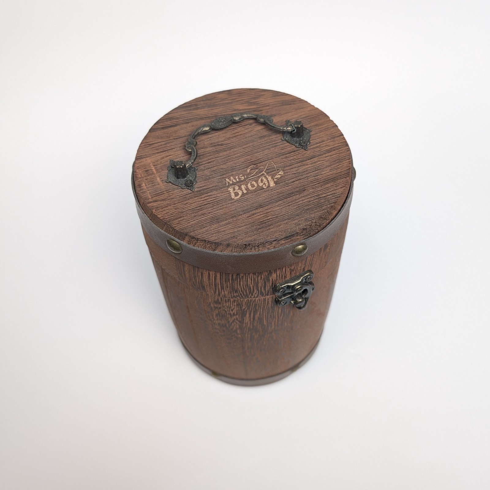 Mrs. Brog Wooden Barrel Cigar and Pipe Tobacco Humidor