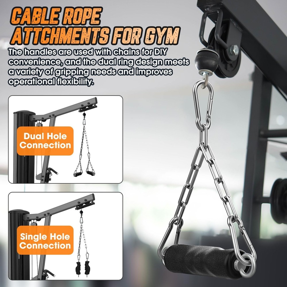 Lat Pull Down Machine Attachment, Tricep Rope Cable Attachment for Gym Cable ...
