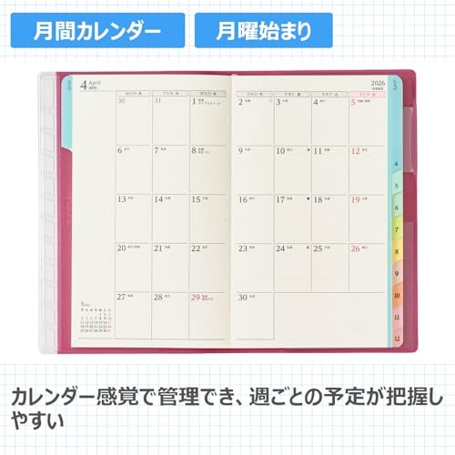 NOLTY 2202 Pagem Weekly Compact - iMemo Monday (Raspberry)