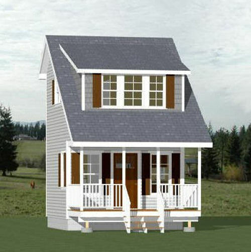 14x14 Tiny House -- 399 sq ft -- PDF FloorPlan -- Model 1C