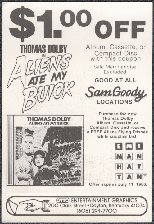 Thomas Dolby Backstage Pass - 1988 Cloth Pass