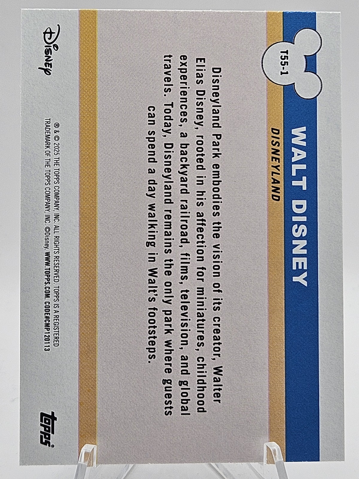 2025 Topps Disneyland #T55-1 Walt Disney 1955 Icons Rainbow Foil