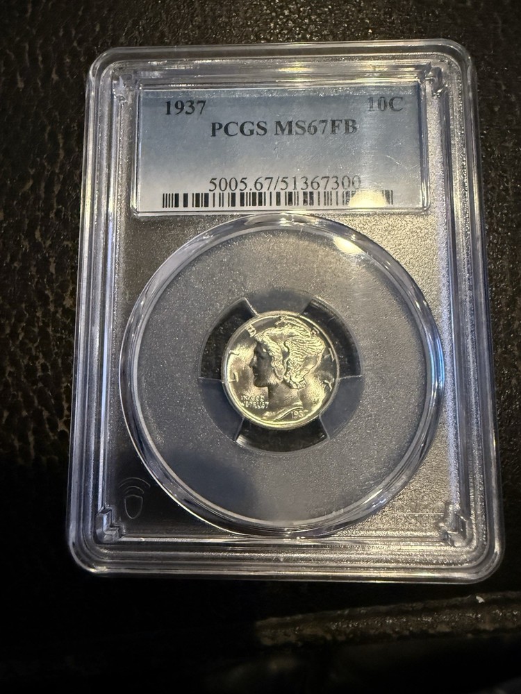 1937 Mercury Dime Coin, PCGS MS67FB