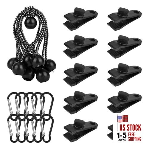 Heavy Duty Lock Grip Tarp Clips Set, Adjustable Tarp Tie Downs Clamps and