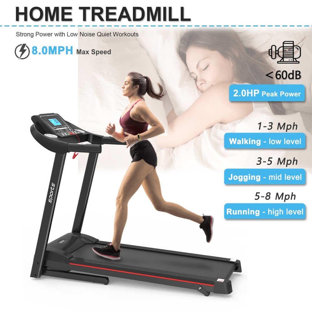 Folding Treadmill Electric Running Jogging Machine 5''LCD Display w/ Bluetooth