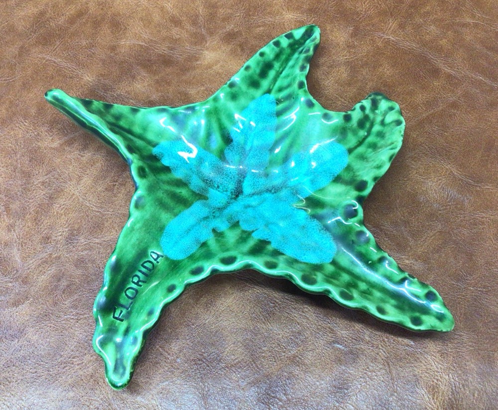 VTG Florida Ceramic Ashtray Starfish Shaped 8”