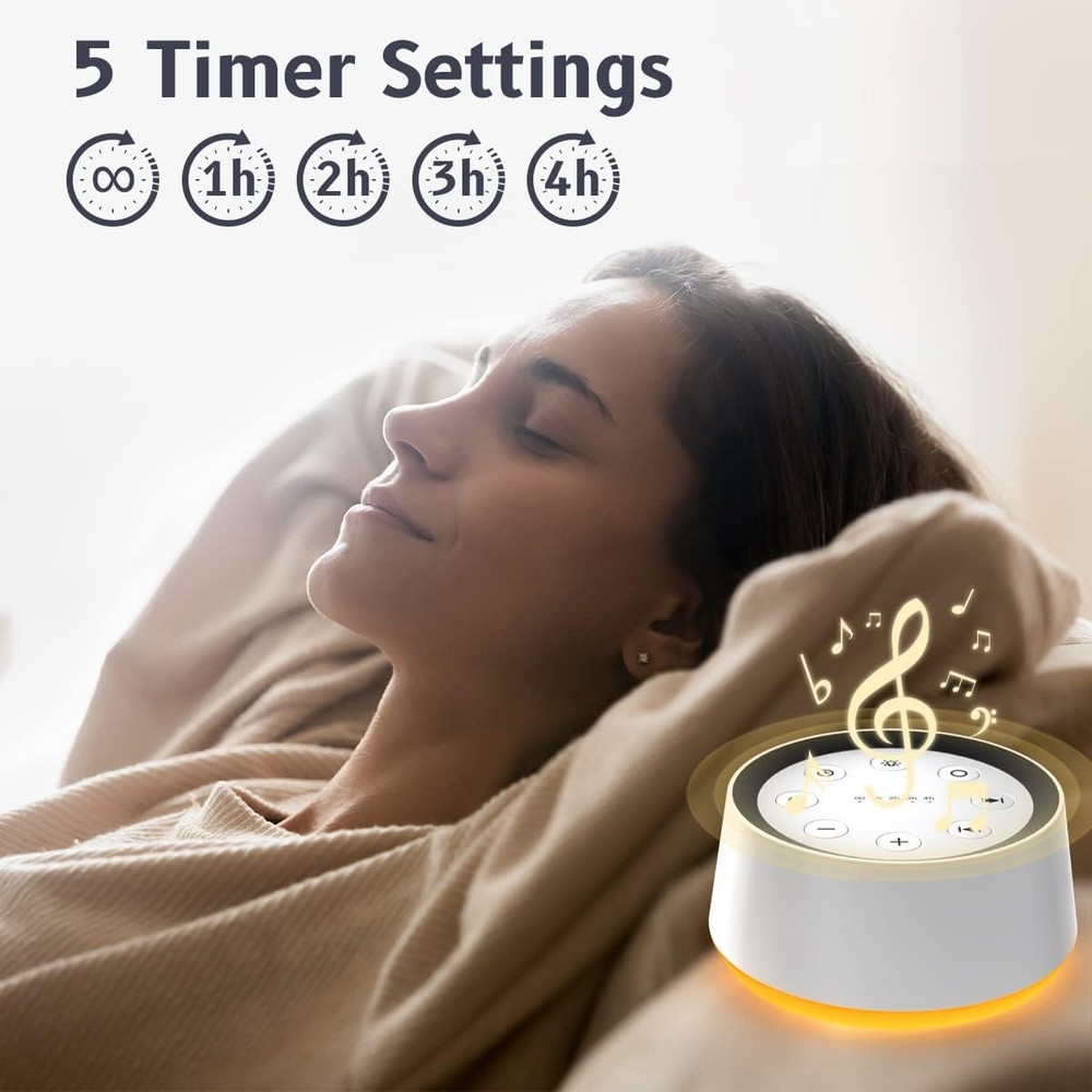 Brown Noise Sound Machine with 30 Sounds, Night Light, and Memory Function