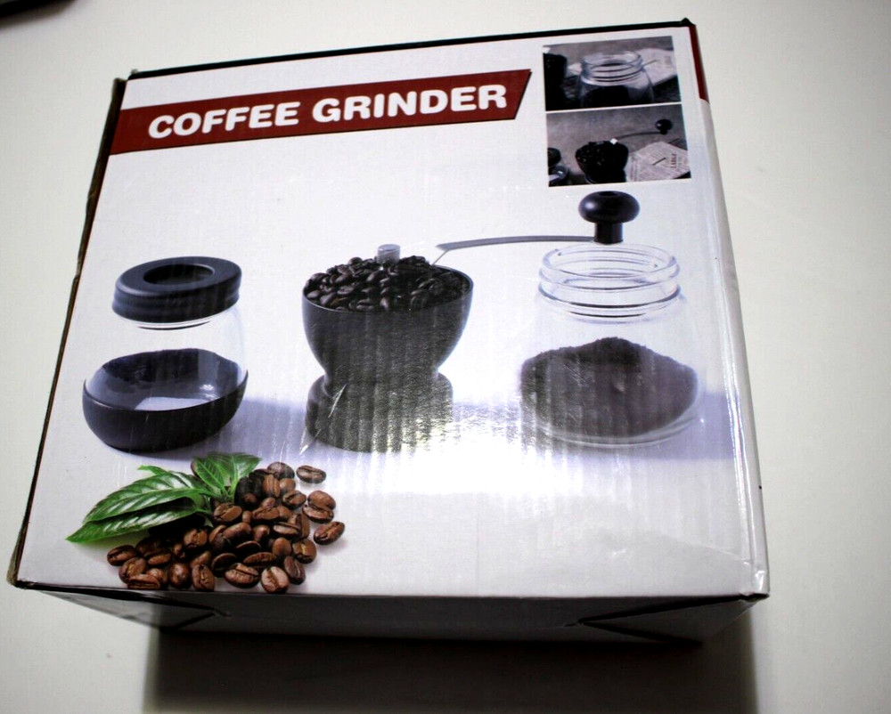 CERAMICS HAND COFFEE BEAN GRINDER WITH 2 CANISTERs SET BLACK SILICON