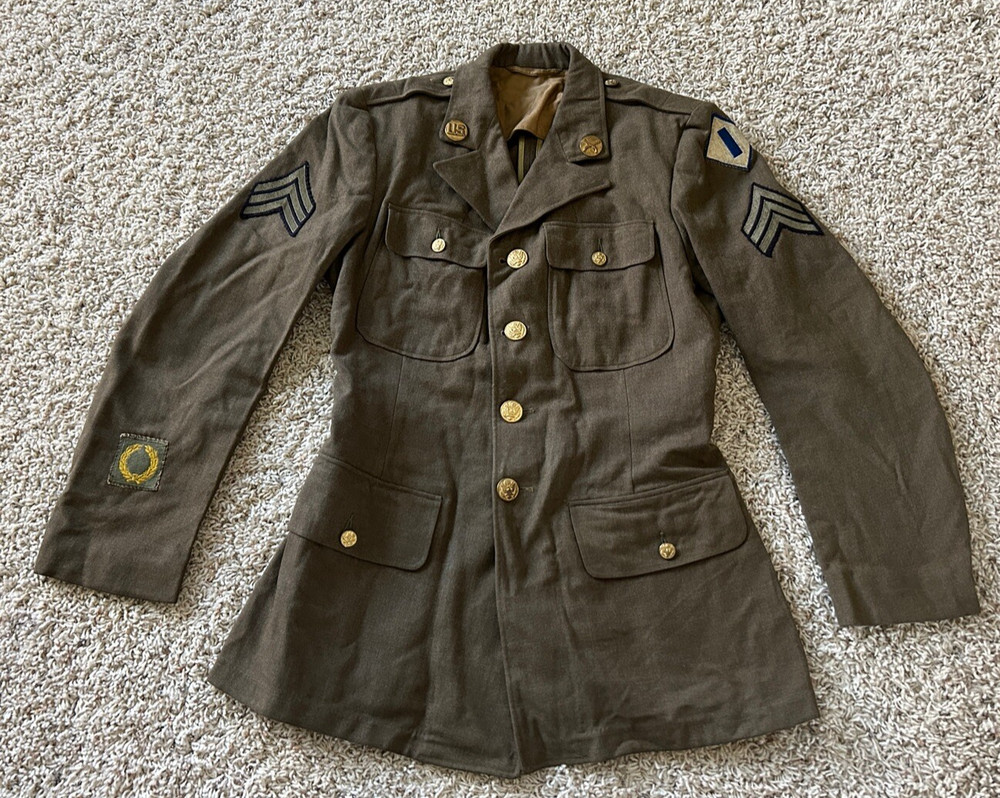 WW2 US Class A Dress Jacket Uniform Coat 37R 1st Service Command Sergeant WWII