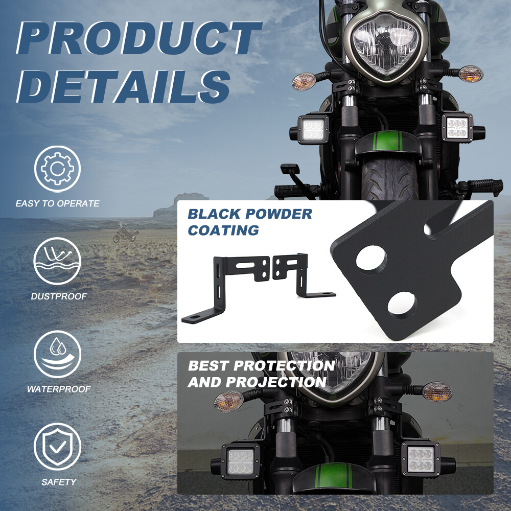 Motorcycle Auxiliary Light Bracket Black Fit For Kawasaki Vulcan S 650 2015-2024