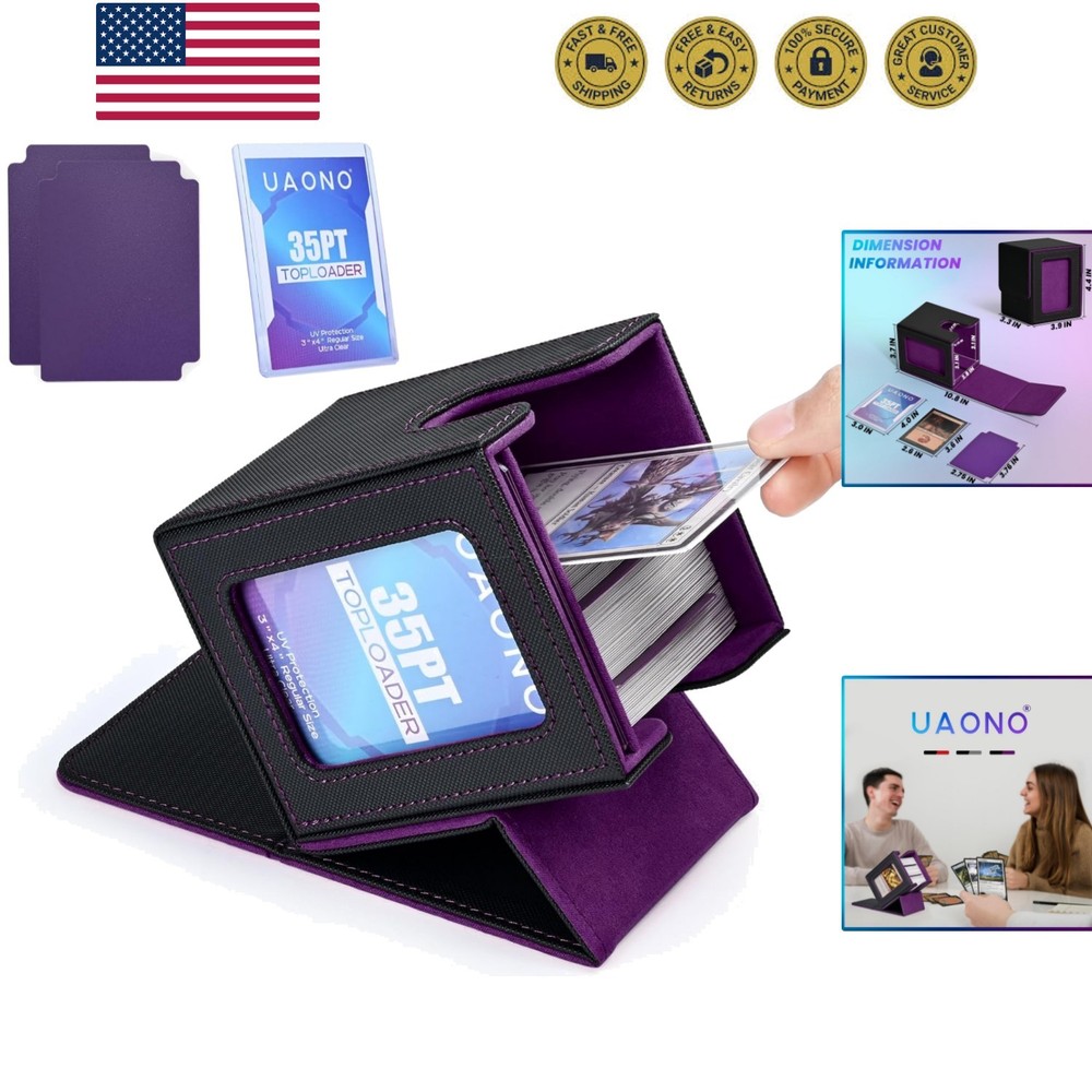 Card Deck Box with MTG Commander Display, Deck Case Holds 100+ Double-Sleeved...