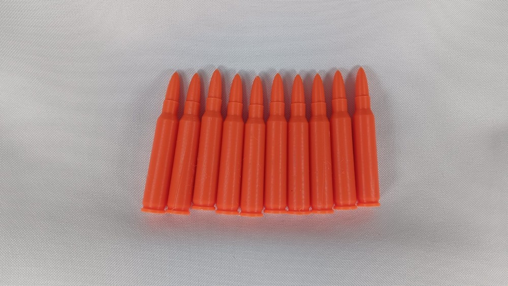 .223/5.56 NATO Solid Orange Dummy Training Rounds - 10 Pack Inert Snap Caps